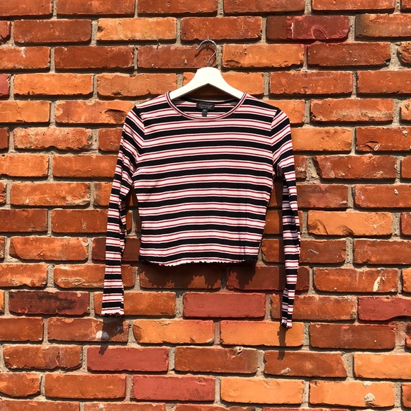 Topshop striped long sleeve crop top - Picture 1 of 5